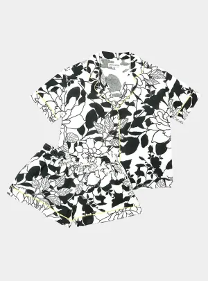 White/Black Havana Print Short Sleeve Pyjamas