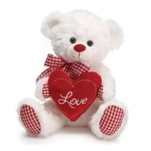 White/Red Gingham Swirl Fur Love Bear