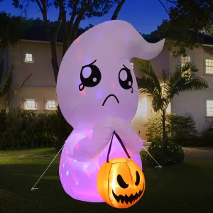 WHIZMAX 5FT Halloween Inflatable Cute Ghost with Pumpkin