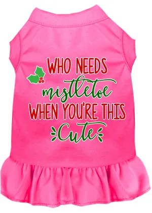 Who Needs Mistletoe Screen Print Dog Dress Bright Pink Xxl