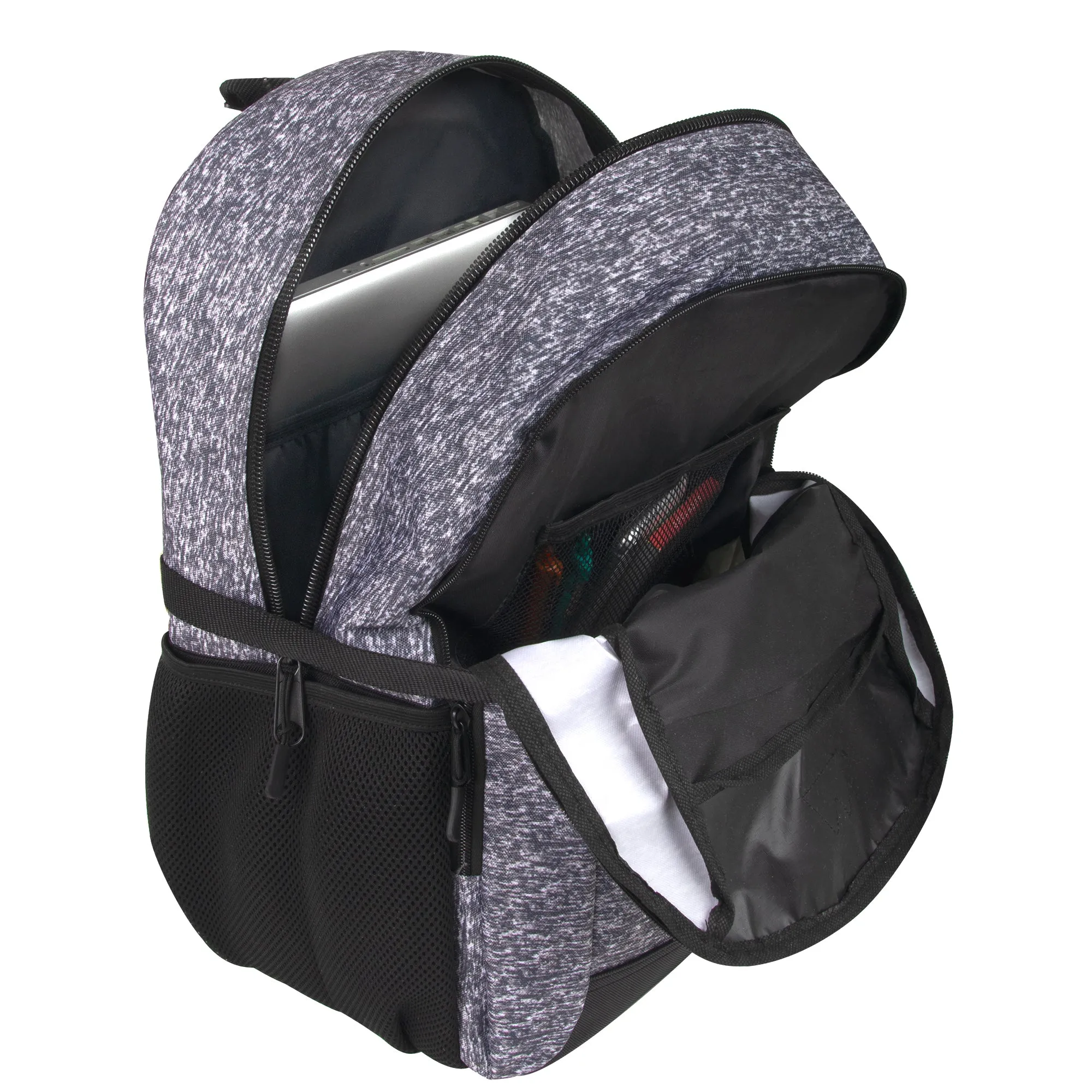 Wholesale 48cm Heather Bungee Backpack 32L Capacity With Laptop Sleeve