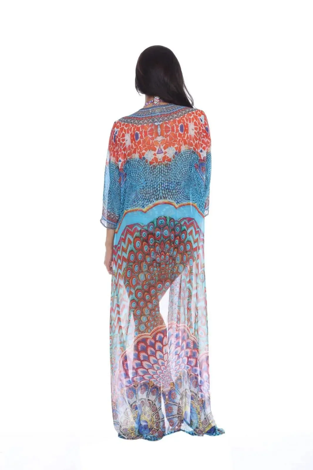 Wholesale Designer Swimwear Cover Up Kimonos For Women In Multi-Color Prints In Imported Polyester