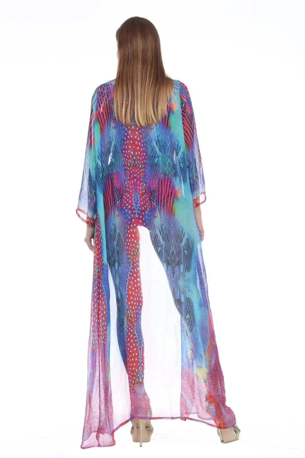 Wholesale Swimwear Cover Up Sheer  Kimonos For Women In Polyester With Multi-Color Prints