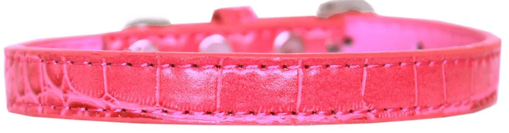 Wichita Plain Croc Dog Collar Bright Pink Size 12