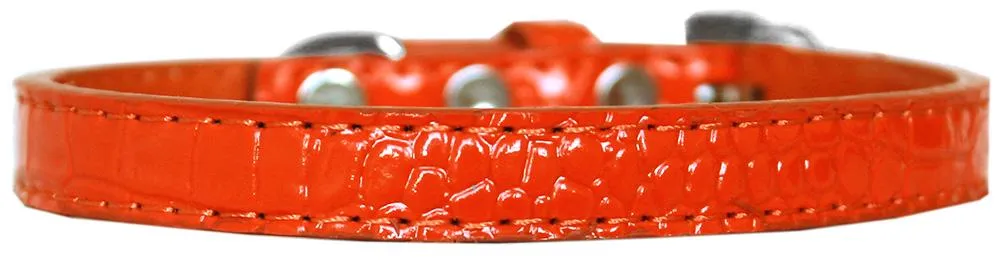 Wichita Plain Croc Dog Collar Orange Size 10