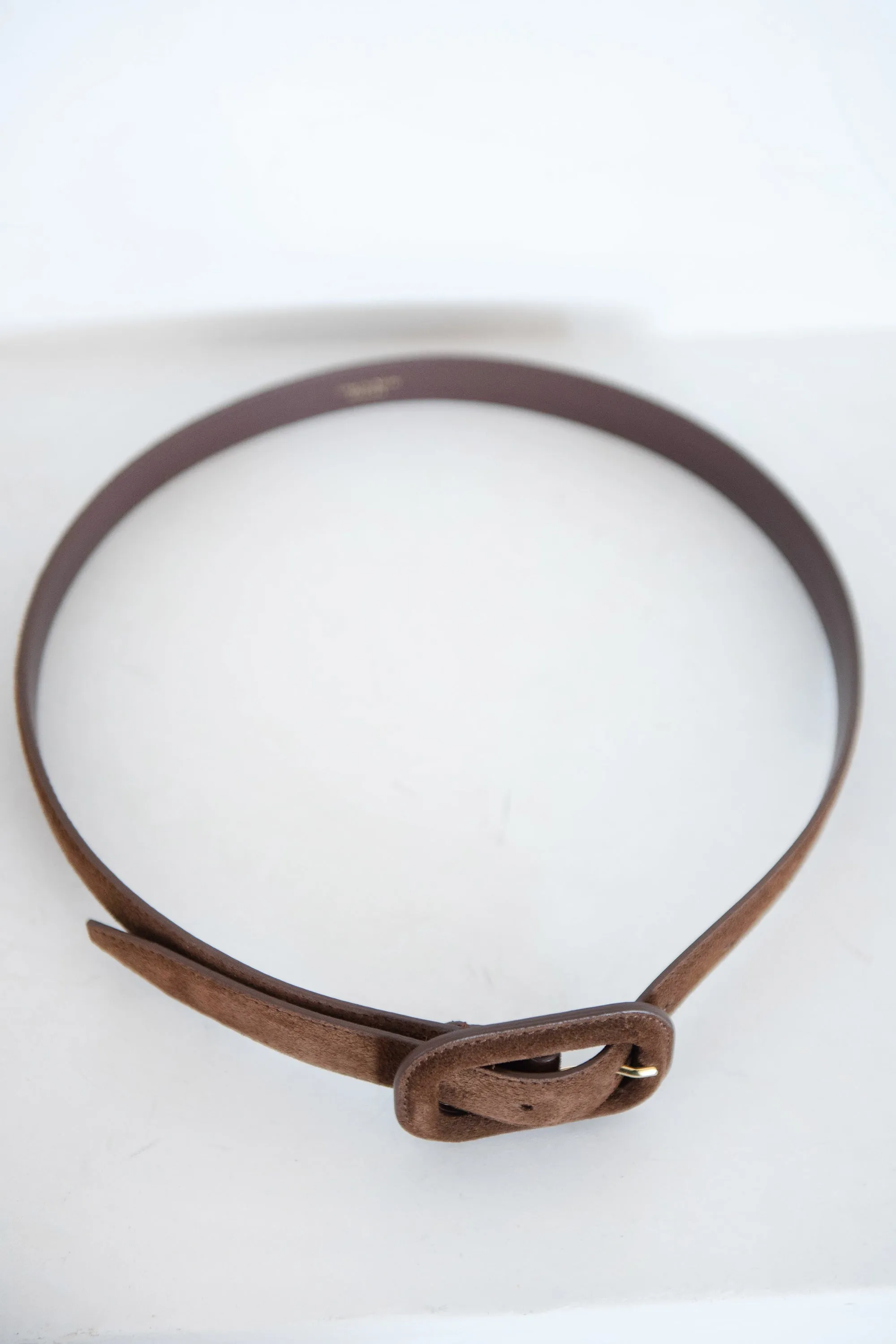 Wide Covered Buckle Suede Belt, Brown