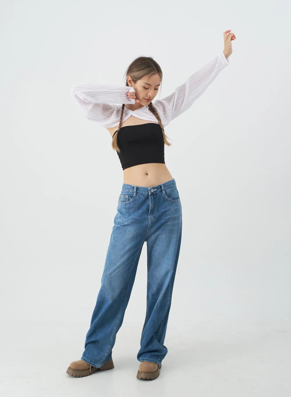 Wide Leg Denim Pants CJ13