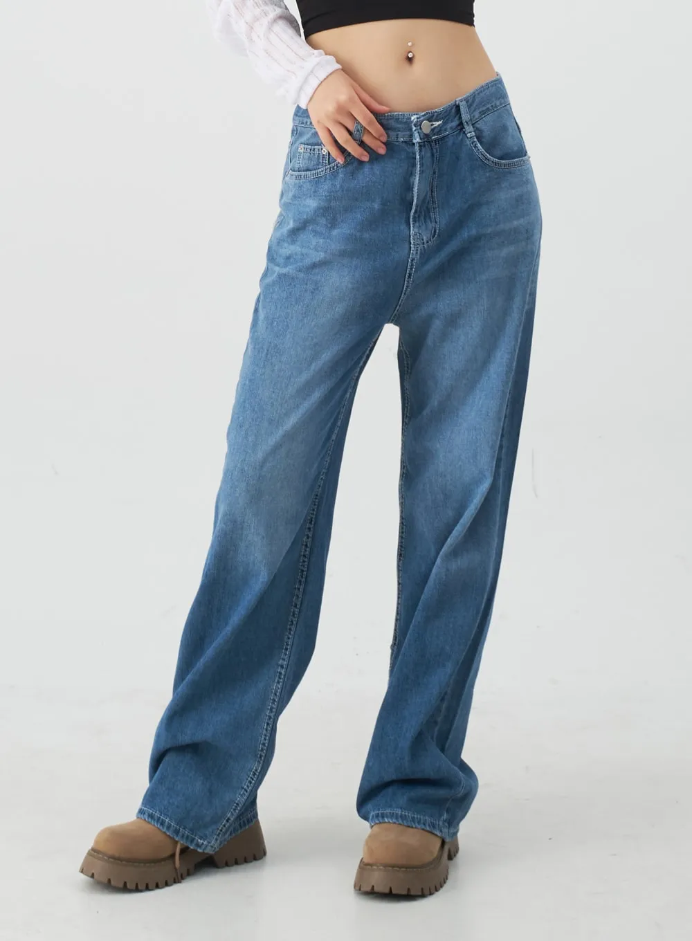 Wide Leg Denim Pants CJ13