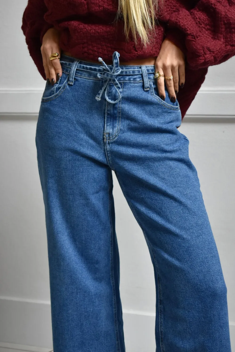 Wide leg jeans strik - Denim