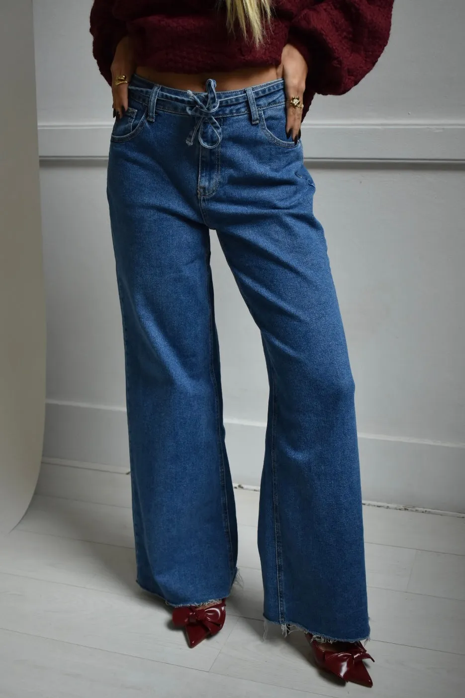 Wide leg jeans strik - Denim