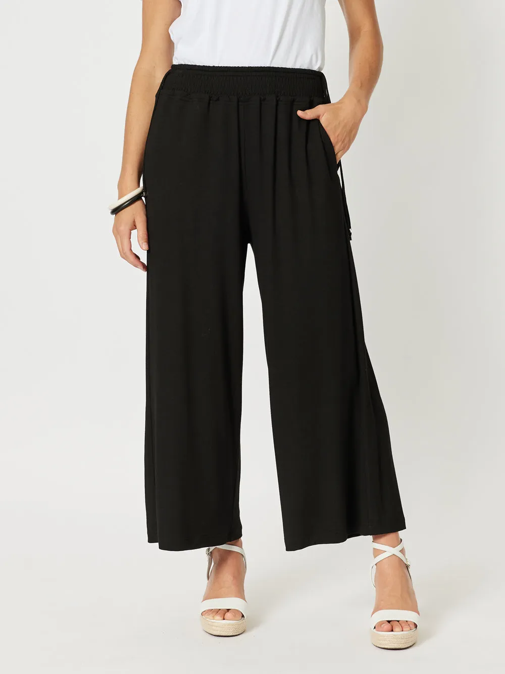 Wide Leg Jersey Pant - Black