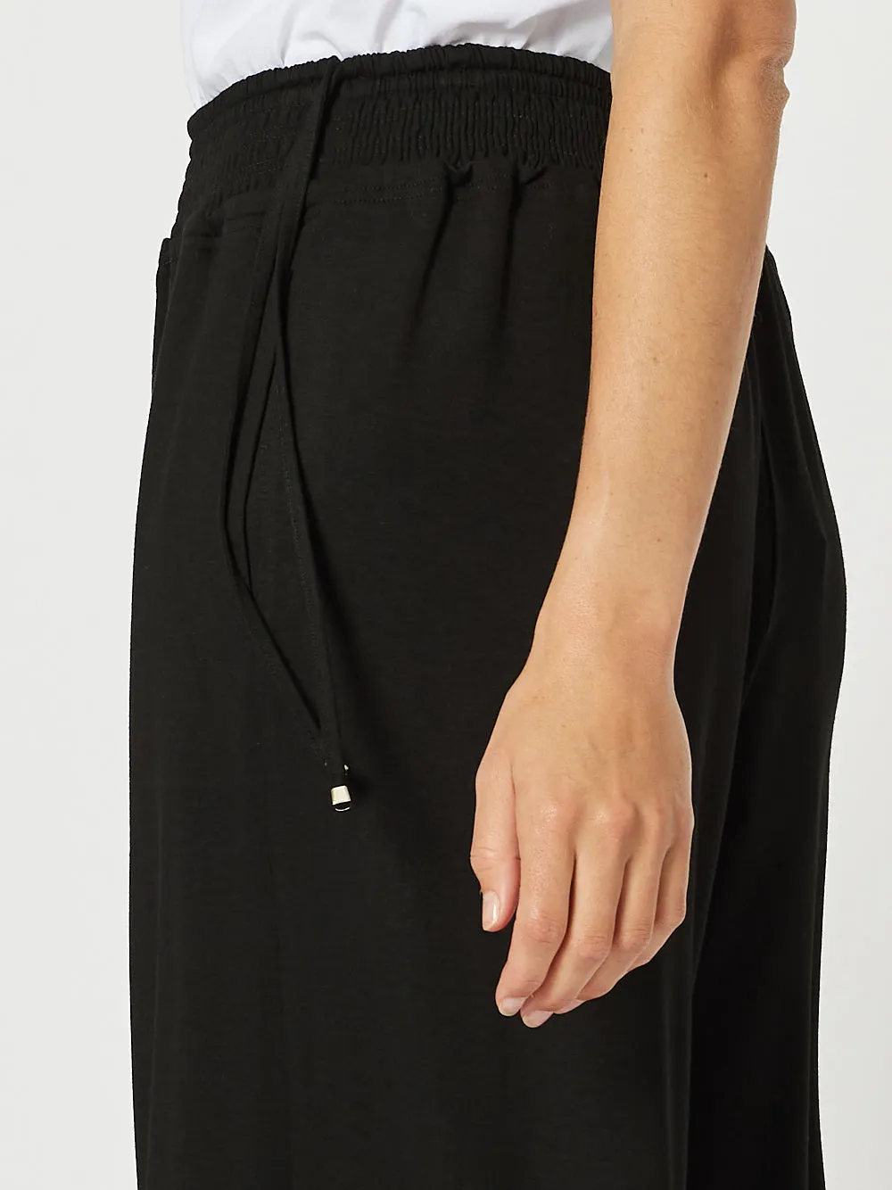 Wide Leg Jersey Pant - Black