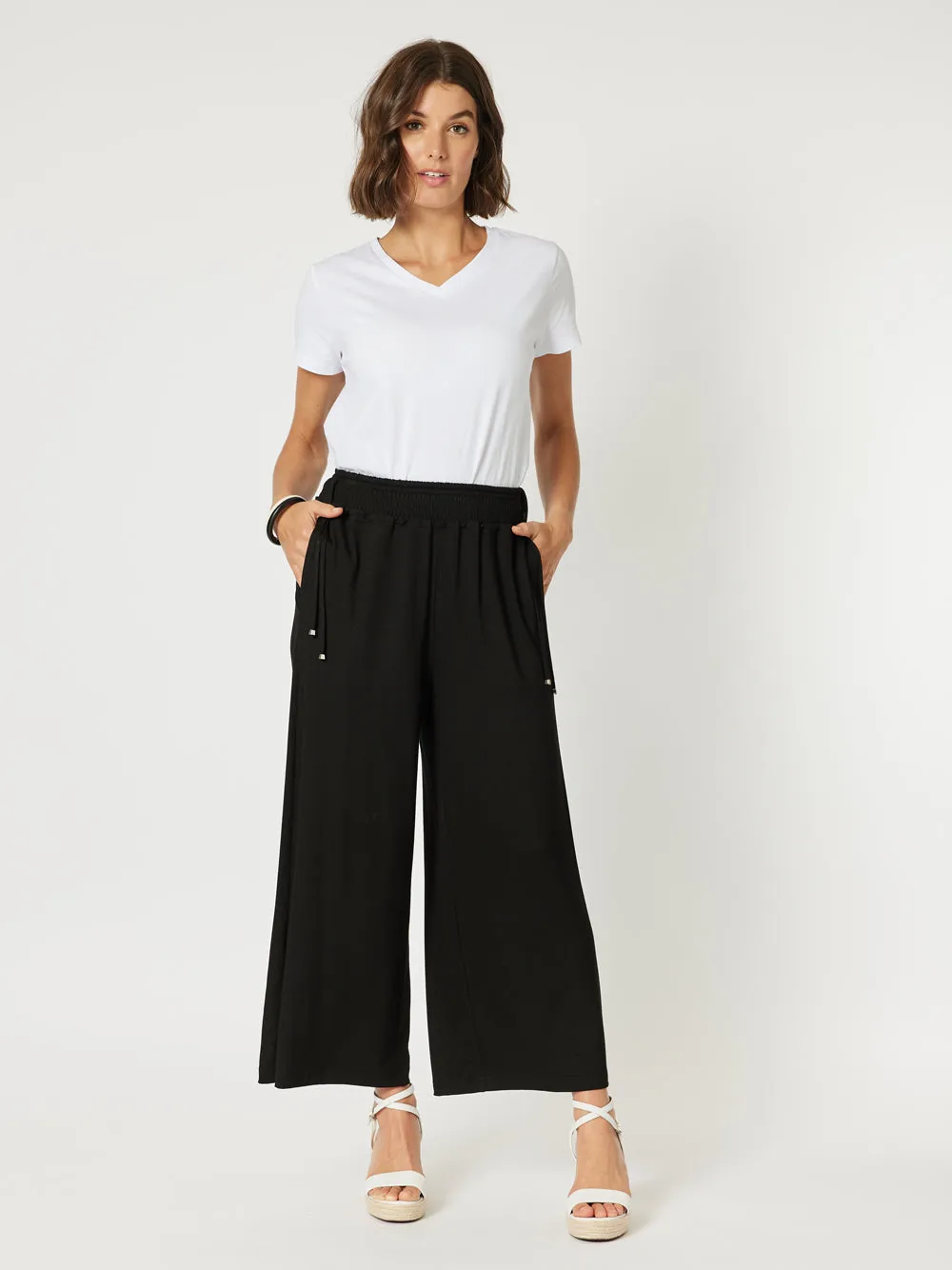 Wide Leg Jersey Pant - Black