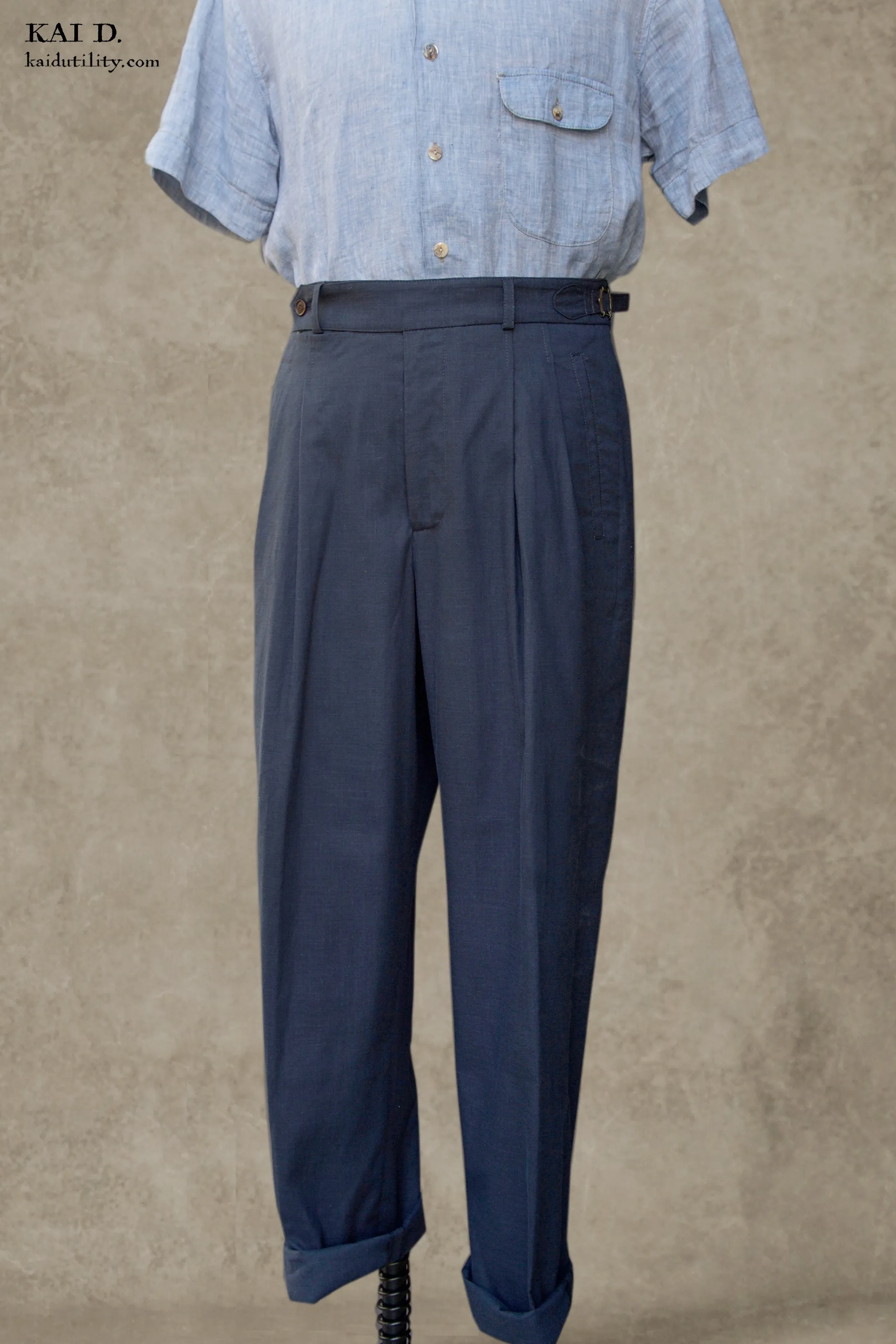 Wide Leg Matisse Pants - Cool Touch Cotton Linen - Blue - 32, 34