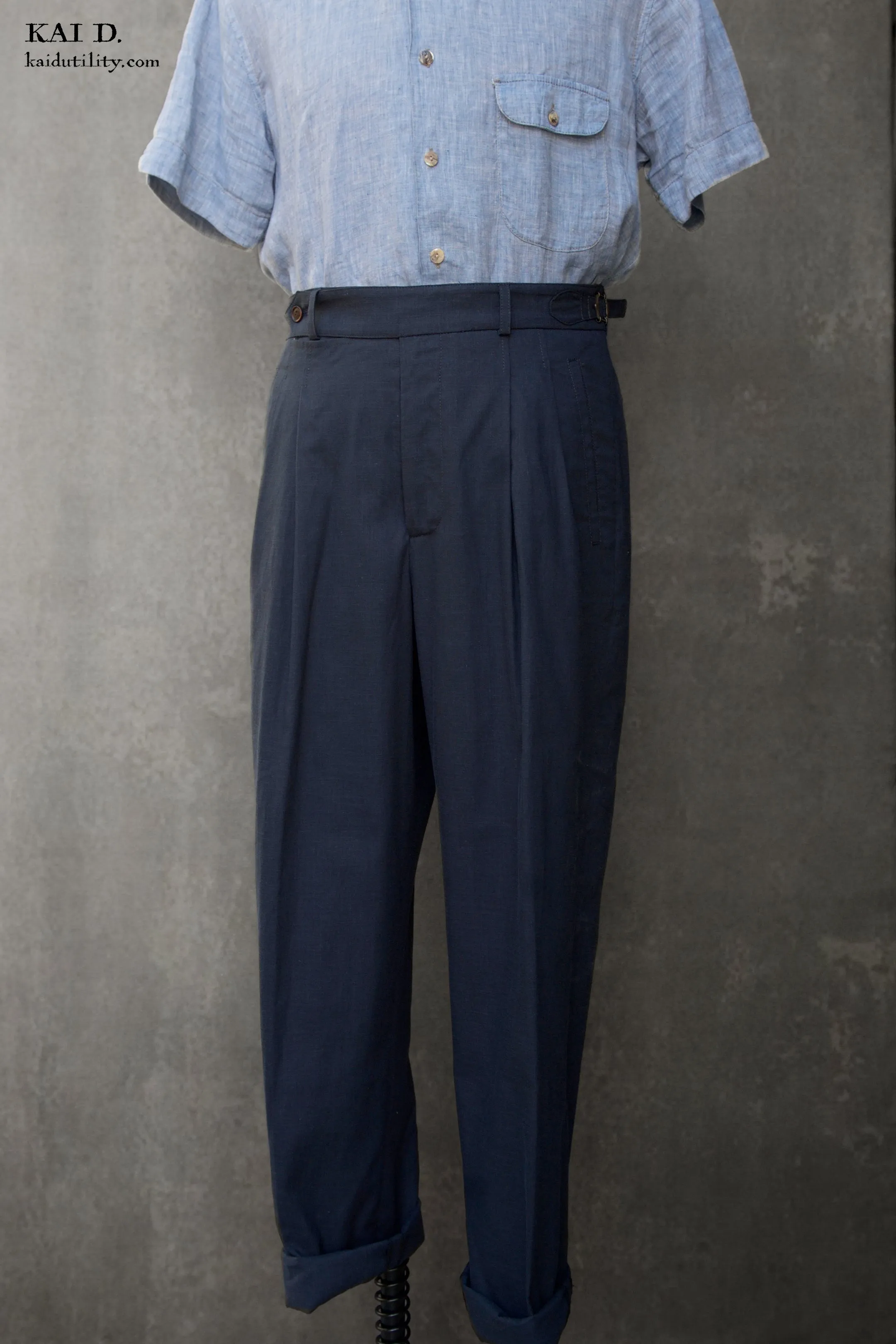 Wide Leg Matisse Pants - Cool Touch Cotton Linen - Blue - 32, 34