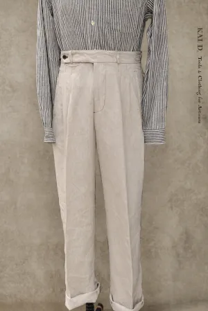 Wide Leg Matisse Pants - Oatmeal Linen - 33