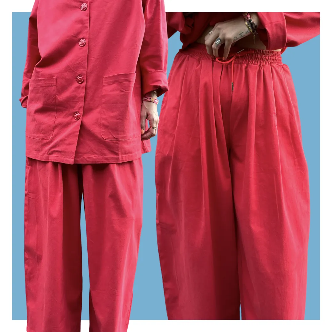 Wide Leg Pants - Red