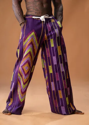 Wide-leg trousers in  Akwete Ft Front pockets & Rear Pockets