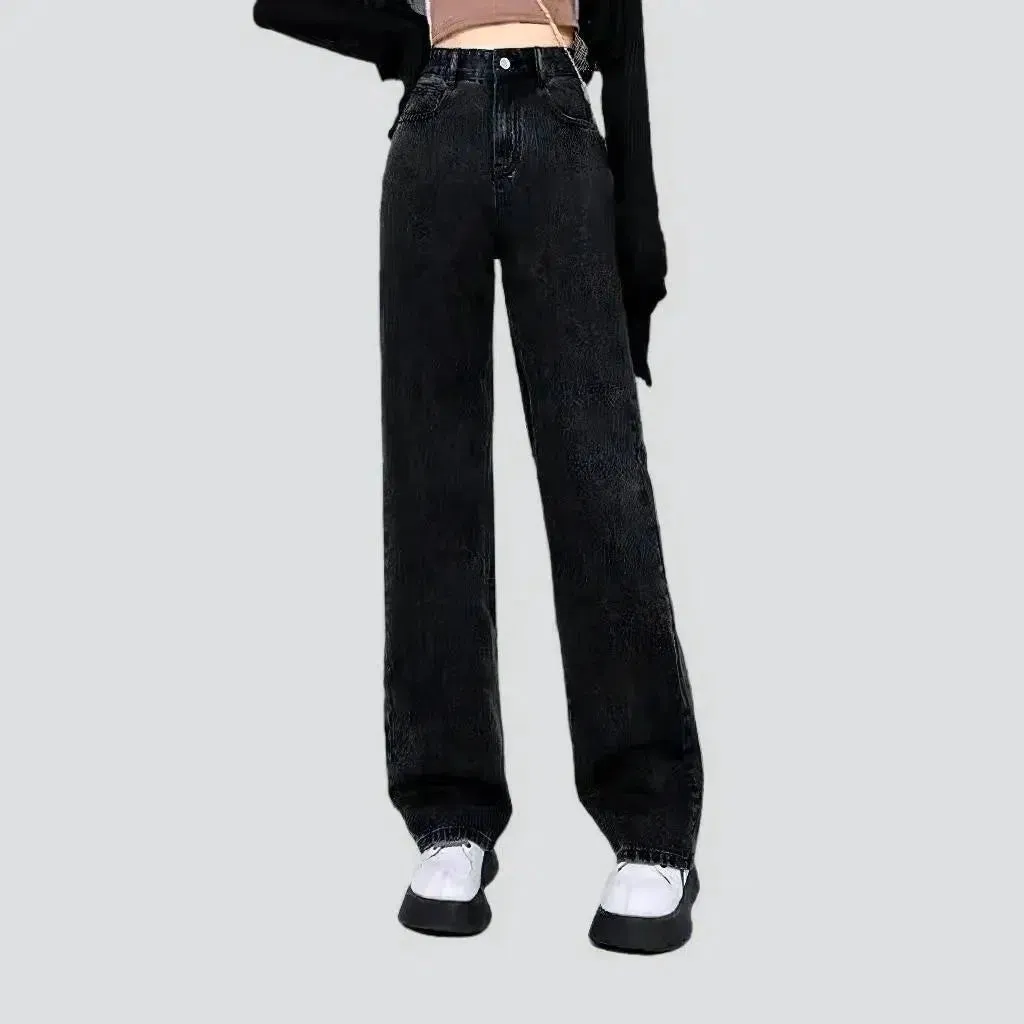 Wide-leg women's high-waist jeans