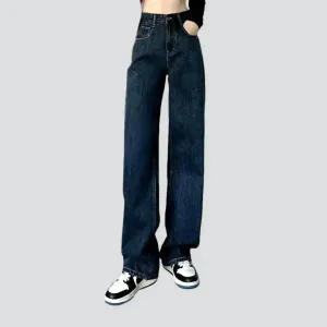 Wide-leg women's high-waist jeans