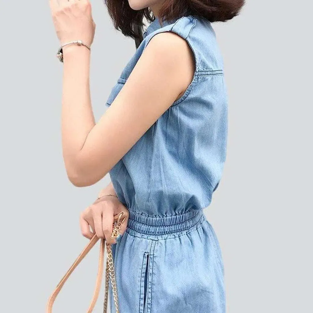 Wide-leg women's jean jumpsuit