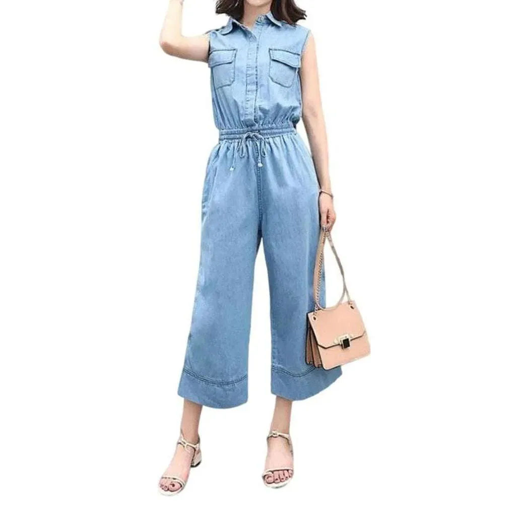 Wide-leg women's jean jumpsuit