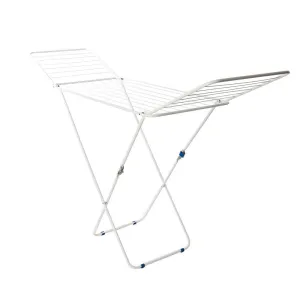 Wide X-Frame Winged Clothes Airer White