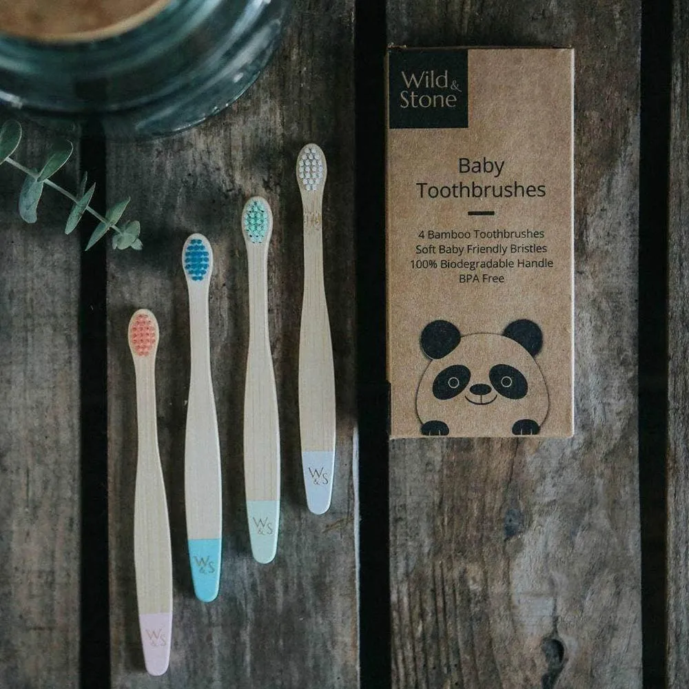 Wild & Stone Baby Bamboo Toothbrush - Extra Soft Bristles - 4 Pack