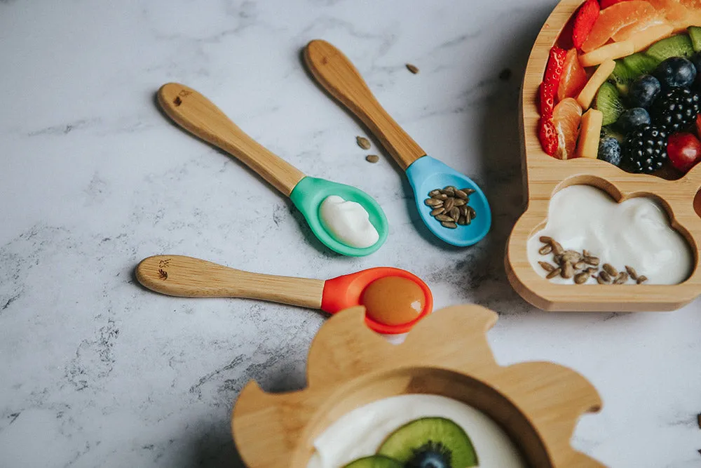 Wild & Stone Bamboo Weaning Spoons Set of 3 - Blue, Green & Orange