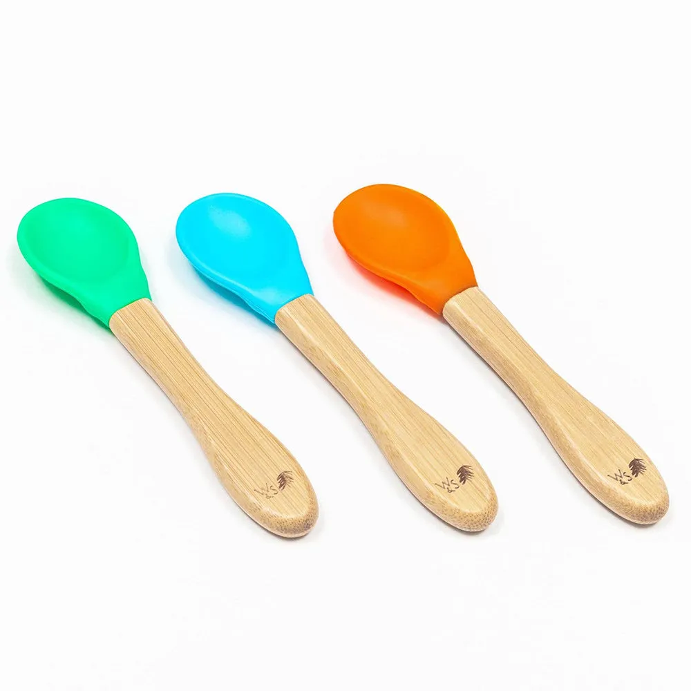 Wild & Stone Bamboo Weaning Spoons Set of 3 - Blue, Green & Orange