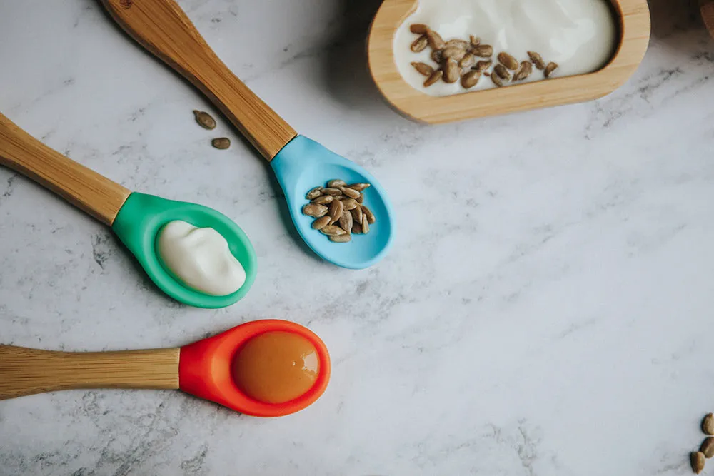 Wild & Stone Bamboo Weaning Spoons Set of 3 - Blue, Green & Orange