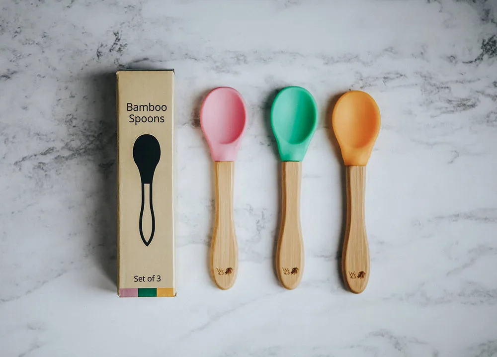 Wild & Stone Bamboo Weaning Spoons Set of 3 - Pink, Green & Yellow