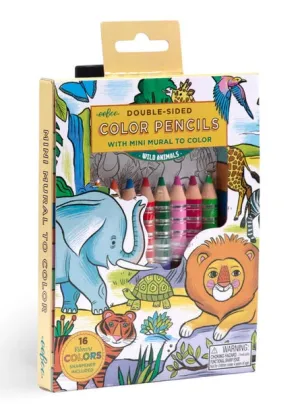 Wild Animals Biggie Double-Sided Color Pencils w/Fold-out Mini Mural