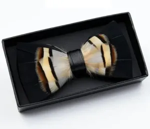 Wild Brown Handmade Feather Bowtie