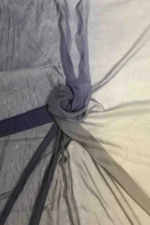 Wild Dove/Bijou Blue/Periwinkle/Bleached Denim Ombre Silk Chiffon 4D-1037 Fabric