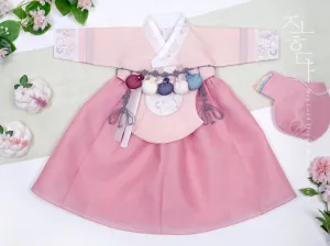 Wild Flower Baby Girl Hanbok in Light Pink & Pink