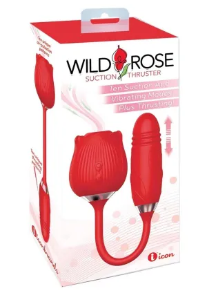 Wild Rose and Thruster Rechargeable Silicone Clitoral Stimulator with Suction