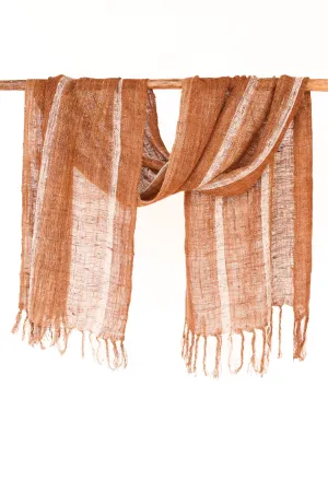 Wild Silk Scarf Stripes Natural   Mushroom, Medium