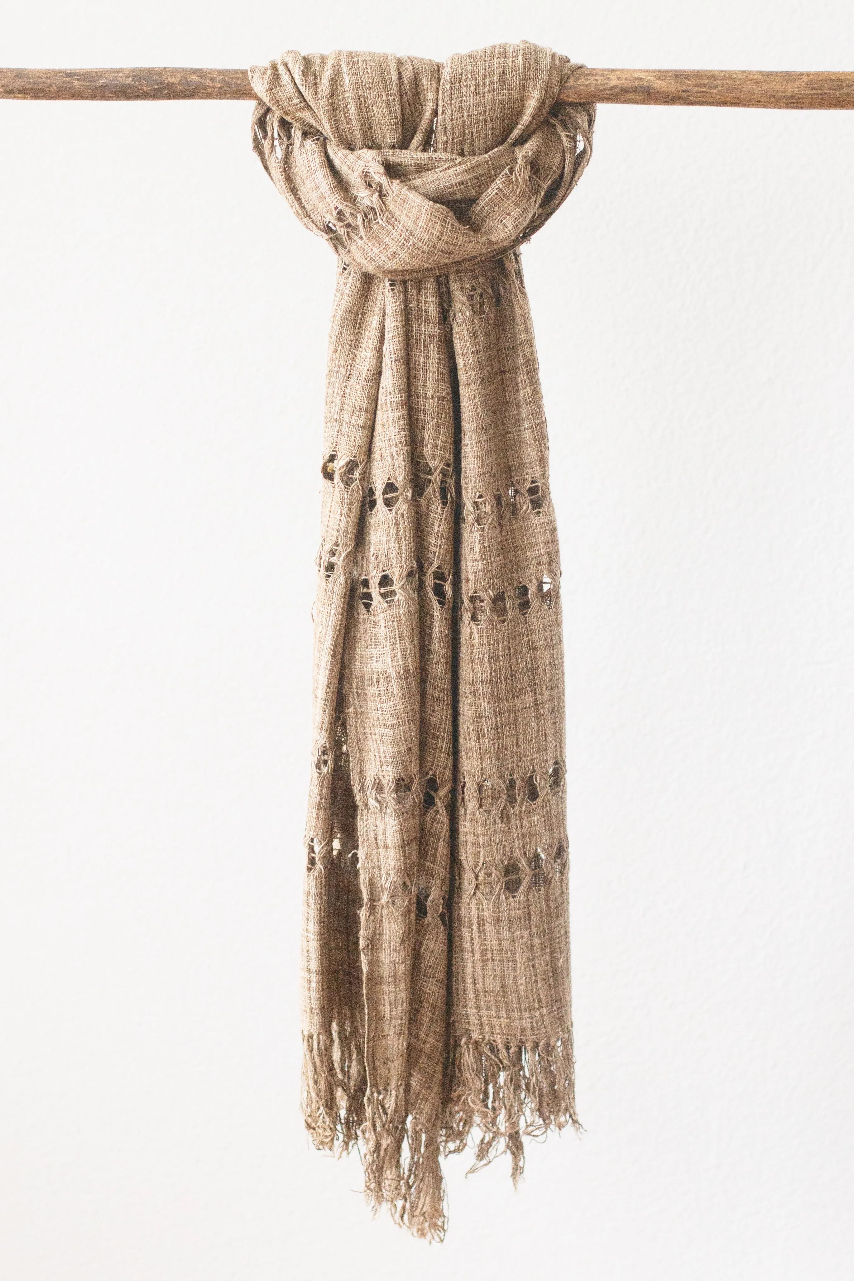 Wild Silk Spider Weave Scarf, Natural