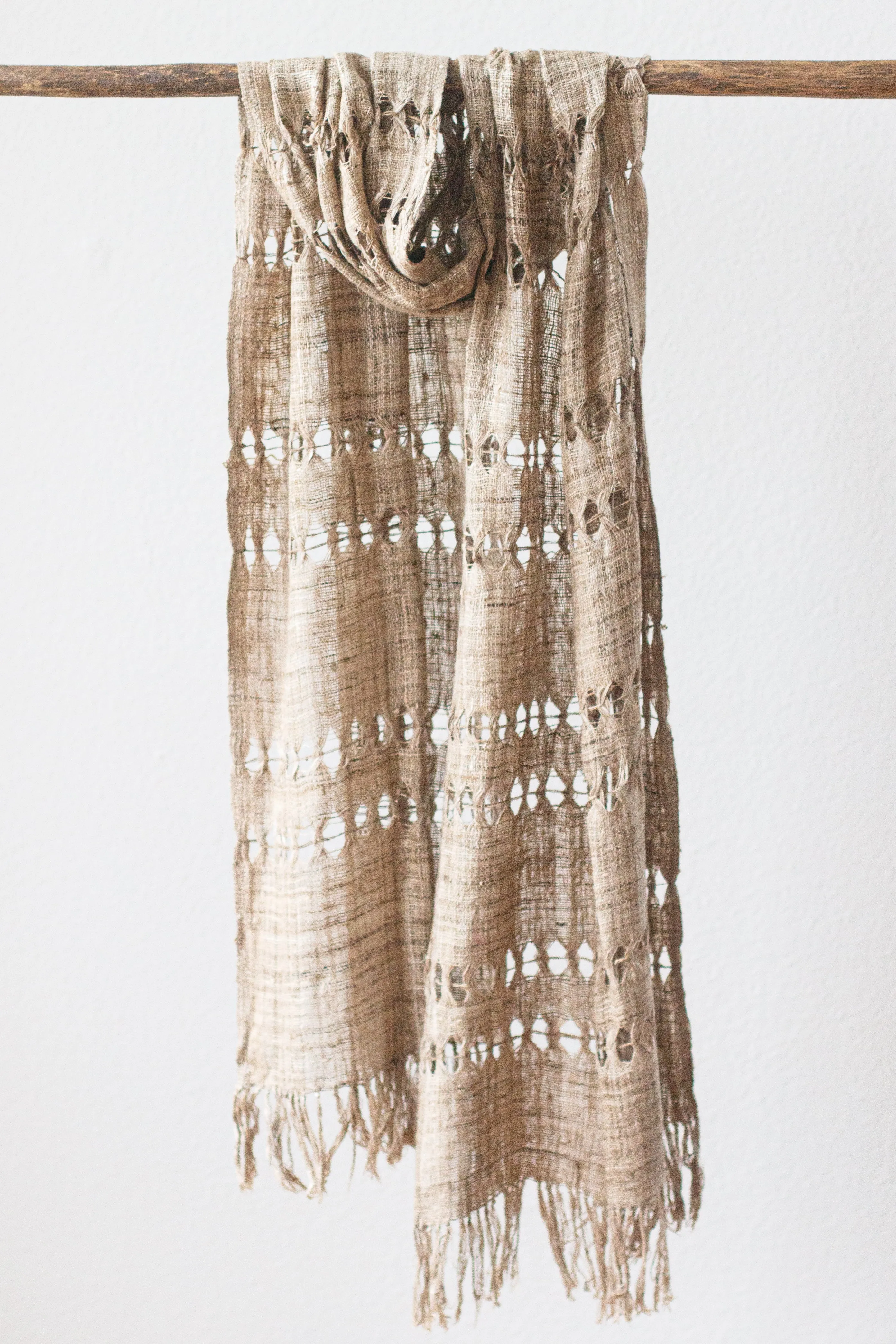 Wild Silk Spider Weave Scarf, Natural