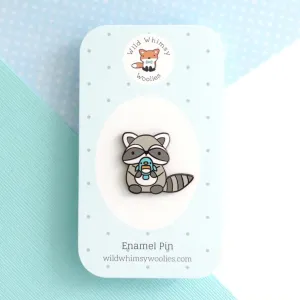 Wild Whimsy Woolies Enamel Pin - Raccoon