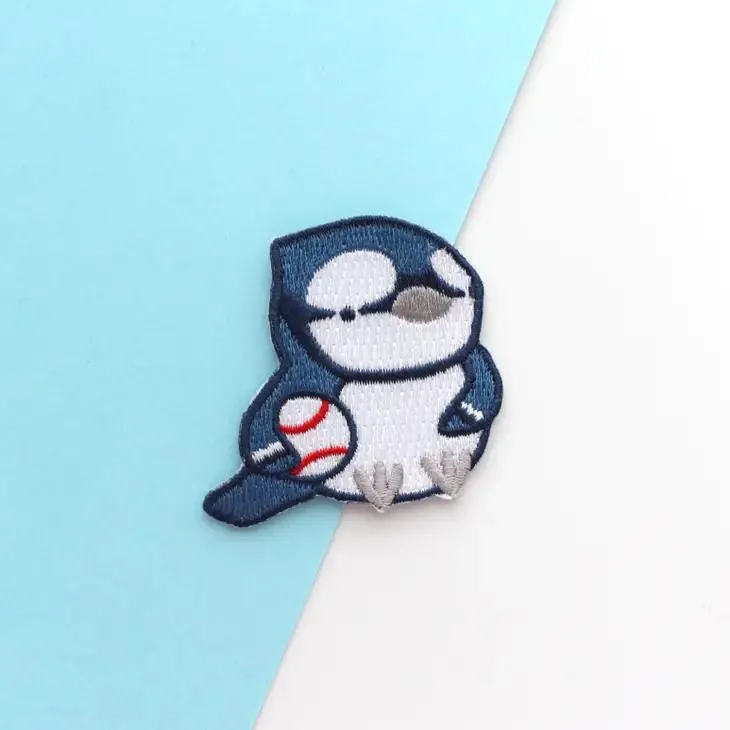 Wild Whimsy Woolies Iron-On Patch - Blue Jay Baseball