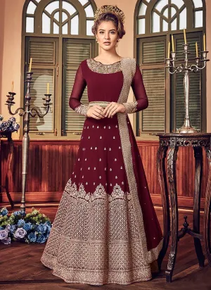 Wine All Embellished Ghera Kaliyaari Anarkali Suit