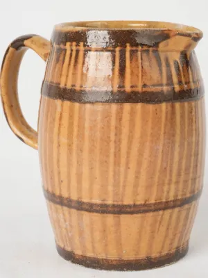 Wine Barrel-Shaped Pitcher, French Earthenware, 1940s 6¼"