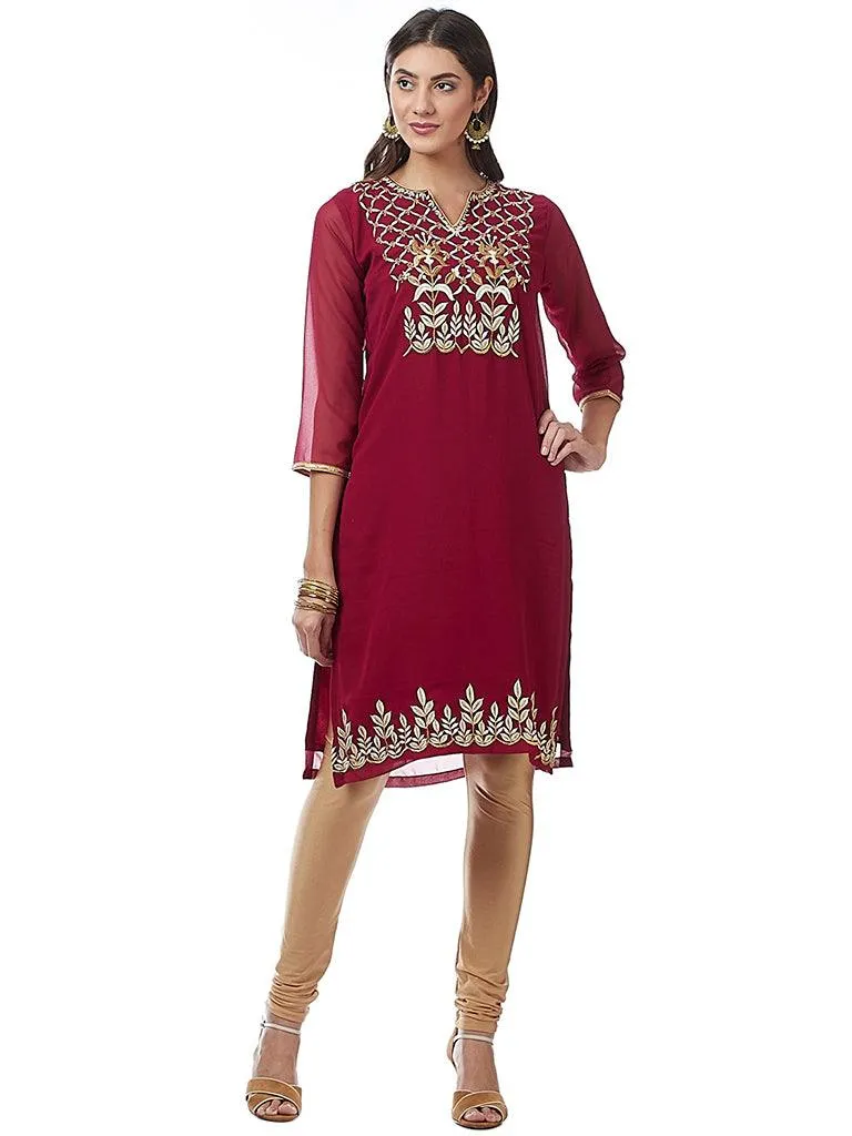 Wine Color Georgette Kurti