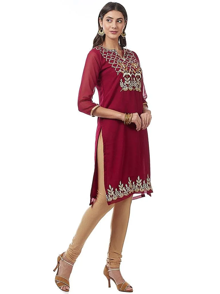 Wine Color Georgette Kurti