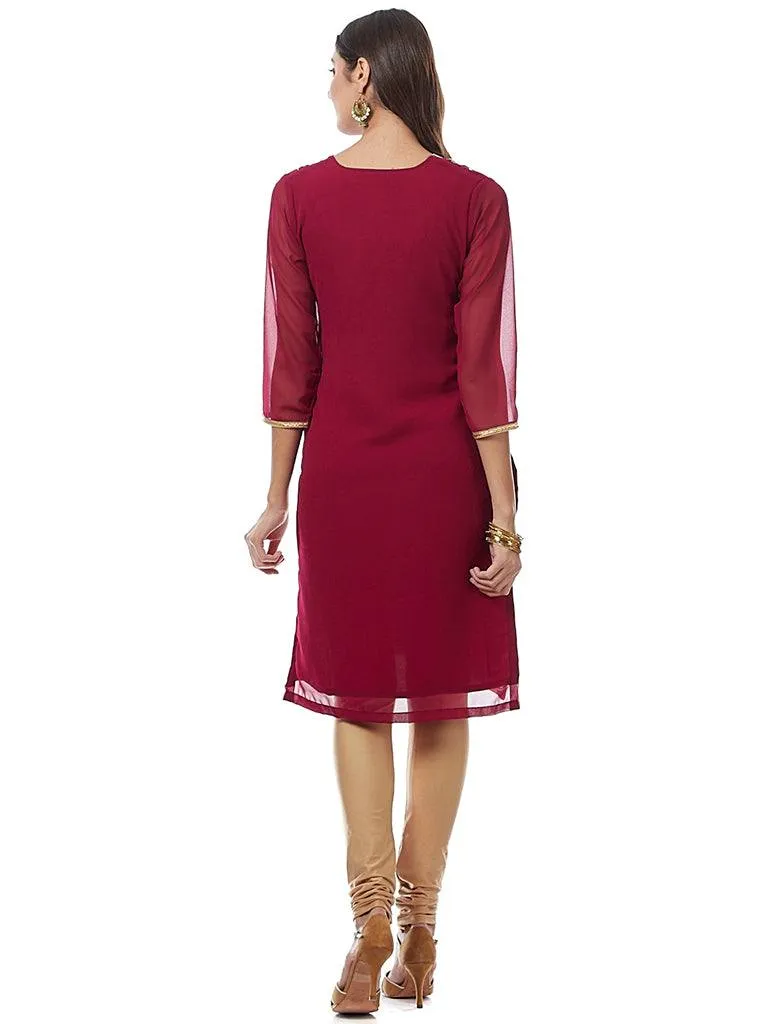 Wine Color Georgette Kurti