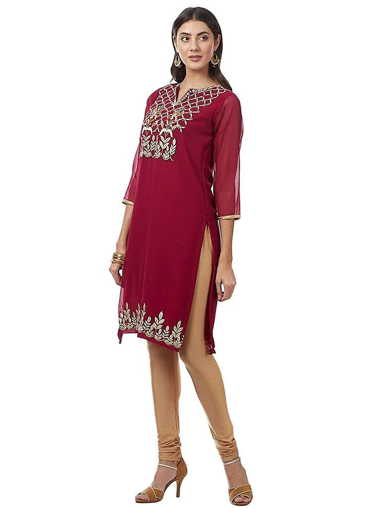 Wine Color Georgette Kurti