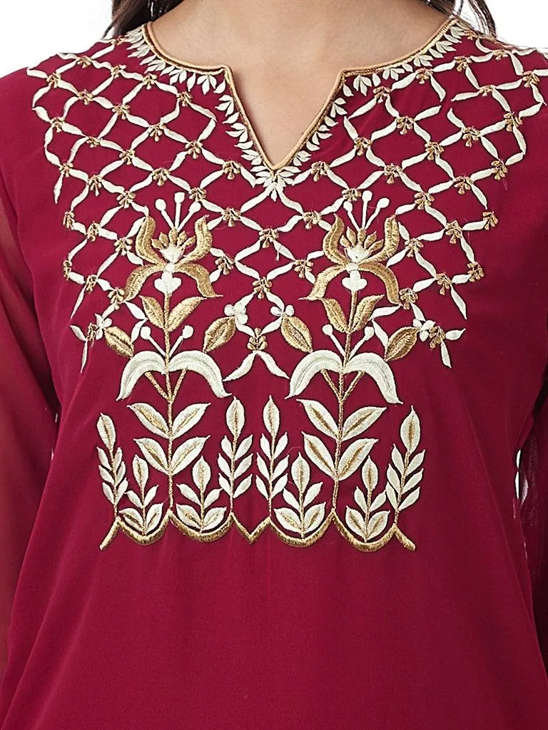 Wine Color Georgette Kurti