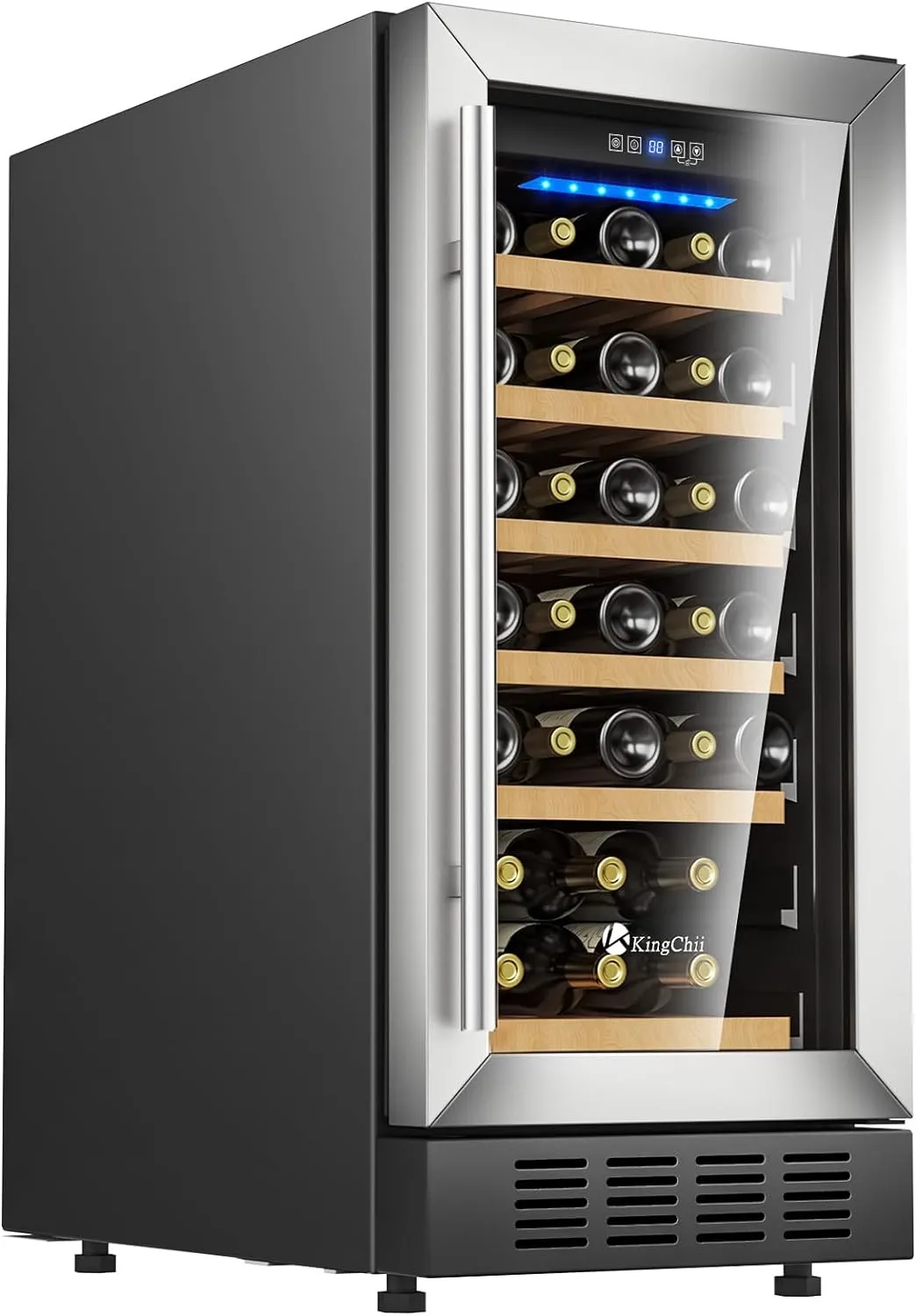 Wine Cooler Refrigerator Professional Compressor, Stainless Steel & Tempered Glass